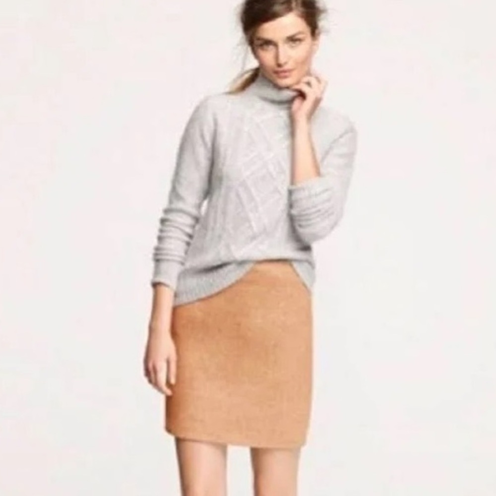J. Crew | Women's Camel Colored Wool Blend Back Zip Lined Mini Pencil Skirt 12